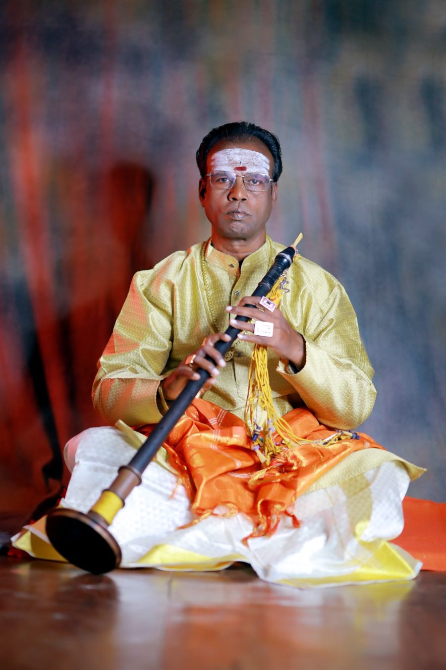 T.N.P. Natarajan seated with his Nadaswaram